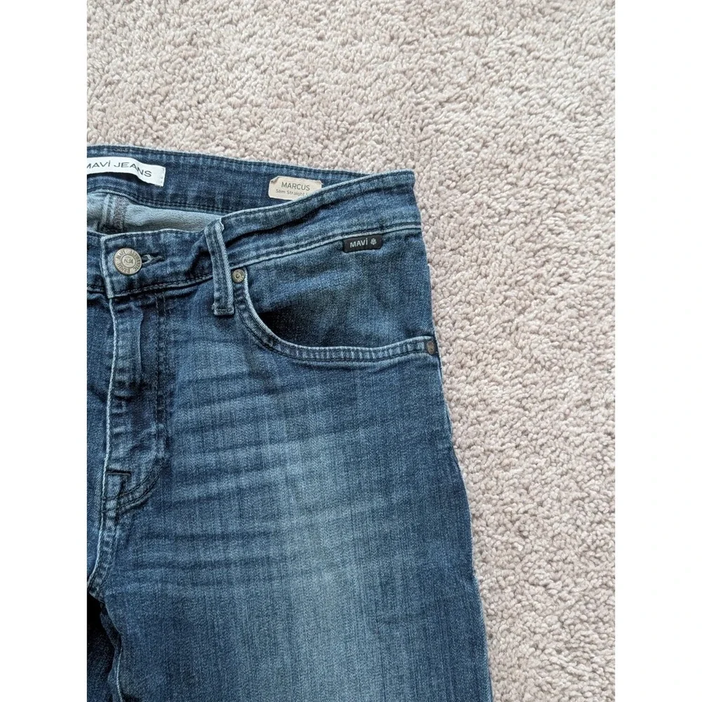 Mavi Marcus Slim Straight Leg Jeans Mens 33x32 (Fits 33x30) Blue Denim Med Wash - Picture 5 of 15
